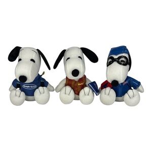 Lot of 3 Snoopy Peanuts MetLife Plush Stuffed Toys 6.5" Tall Charlie Brown